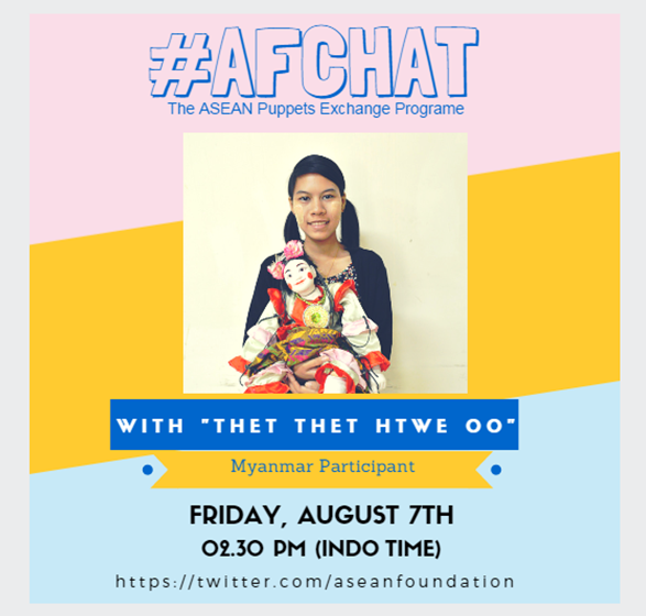 aseanfoundation's tweet photo. Hi #AFians
Let's join our special #AFChat tomorrow! with Myanmar puppet artist.#BeASEAN #ASEANPuppetExchange http://t.co/cRJ42j8xaG