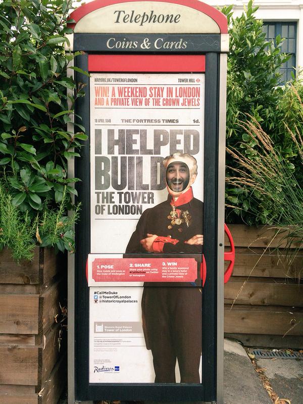 RBEhotels's tweet photo. #CallMeDuke! Tweet a pic from 1 of @toweroflondon’s special phone boxes to #win a stay & private view of crown jewels http://t.co/jLrUrIVLVZ