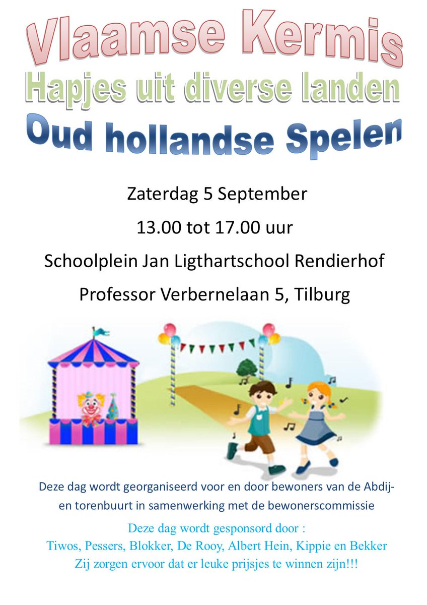 WijkcentrumSant's tweet photo. Zaterdag 5 september; Vlaamse Kermis; Schoolplein Jan Ligthartschool Rendierhof http://t.co/Y1HdFnlkf6