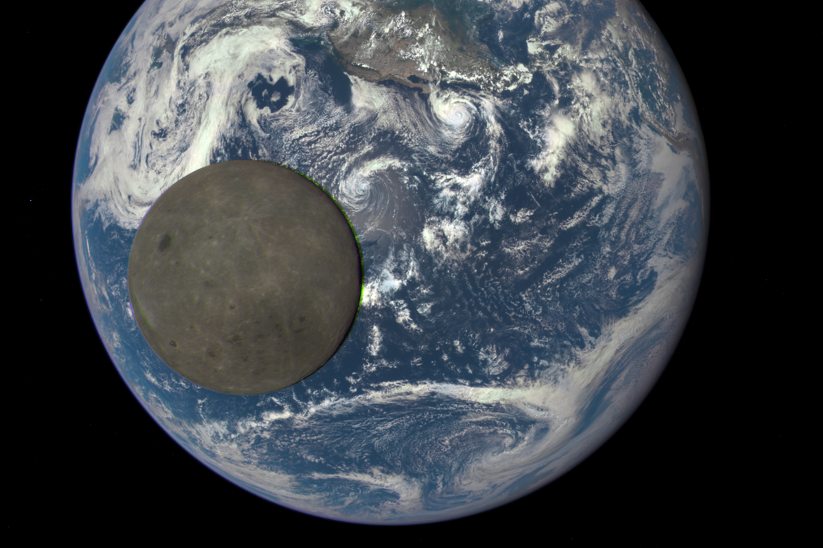 TODAYshow's tweet photo. Watch the Moon as it crosses Earth from 1 million miles away: http://t.co/LLd0pn8LSn http://t.co/7uFA9YsWVo