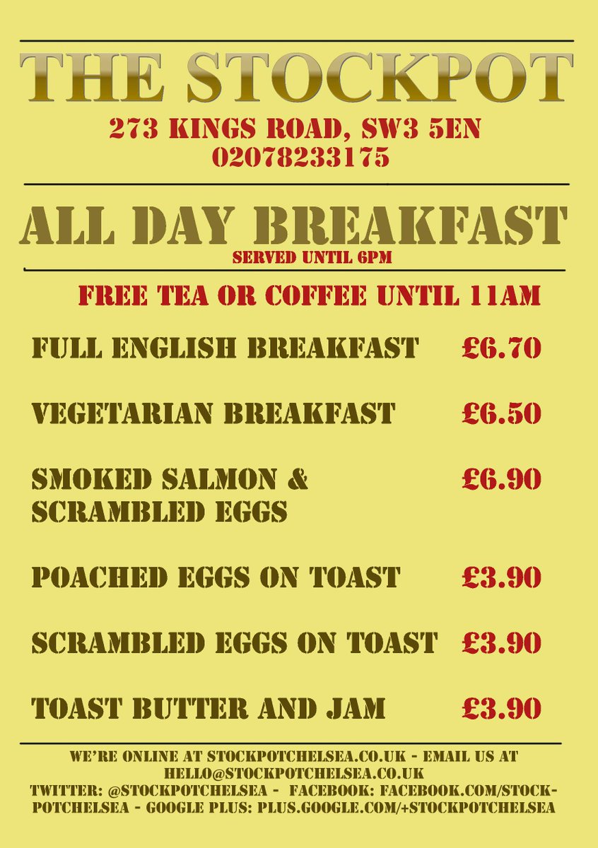 The Stockpot, London (StockpotChelsea) Twitter