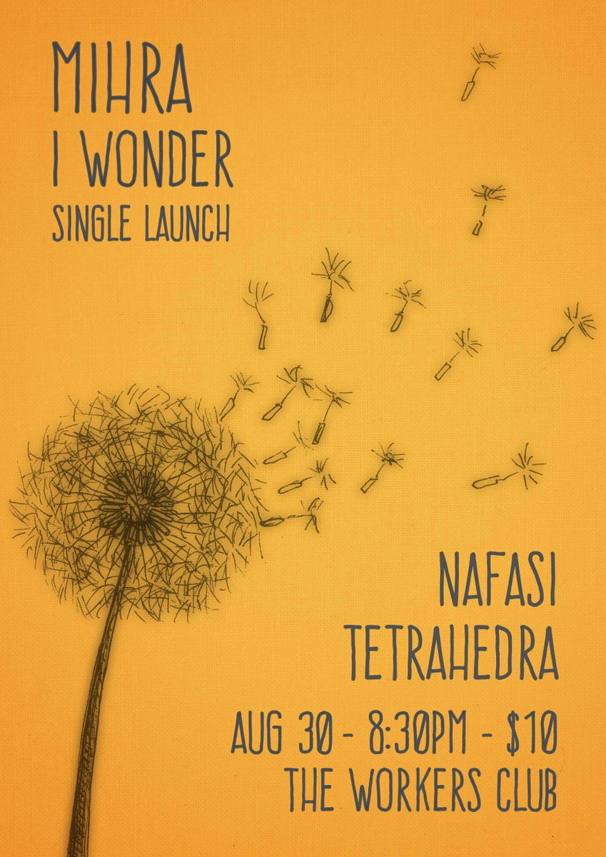 WigwamRecords's tweet photo. Mihra's new single 'I Wonder' will be launched on the 30th of August at The Workers Club get your tix now!!!! http://t.co/tlJxBanBeW