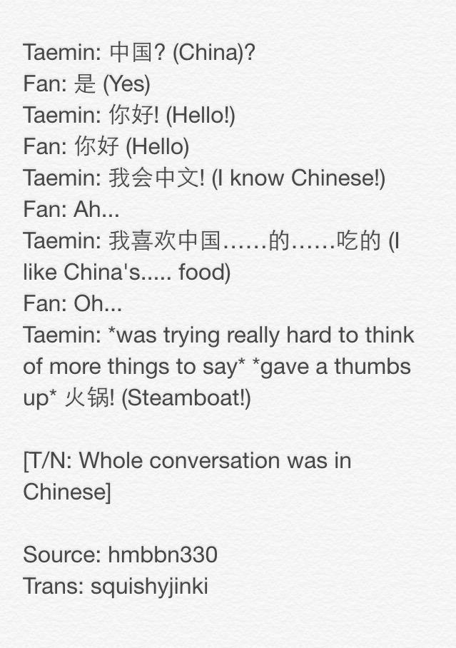 squishyjinki's tweet photo. [FANACC] 150806 Fansign - Taemin speaking in Chinese to a fan http://t.co/38oWBJECzH