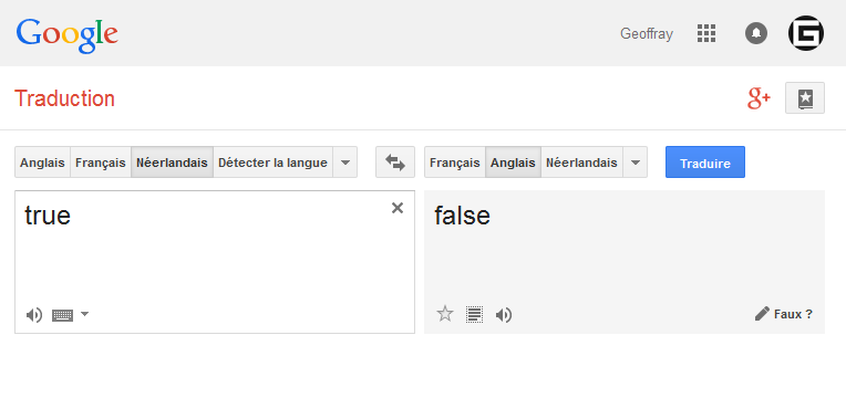 gwarnants's tweet photo. L'effondrement de l'informatique ou comment GoogleTranslate a anéanti l'algèbre de Boole. http://t.co/QcStX2QhYM