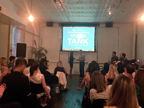 DavidXKlein's tweet photo. Congrats to CommonBond Social Impact Award winner @SanlaapNA with judges @AdamBraun @itsevanwalden #socent #cbsocials http://t.co/pJAwWQJdZL