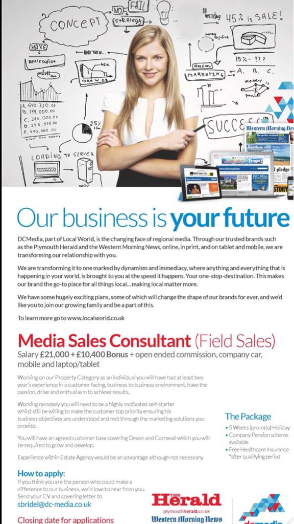 Fancy working for <a href="/DCMedia_/">DCmedia</a> the home of <a href="/PlymouthHerald/">PlymouthHerald</a> &amp; <a href="/WMNNews/">Western Morning News</a> ? You're in luck because we're recruiting!