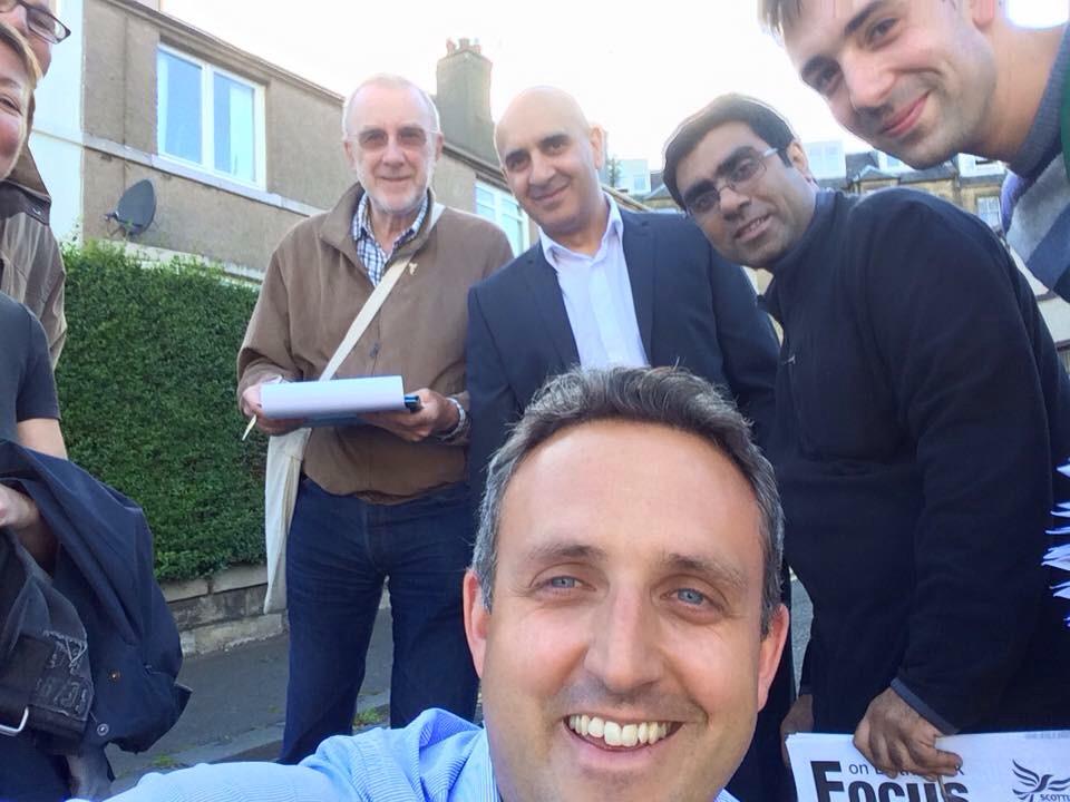 NELLibDems's tweet photo. Out on the doorsteps in Annandale with our great candidate for Leith Walk, Mo Hussain #LibDemFighback http://t.co/X1cb5gyCHb