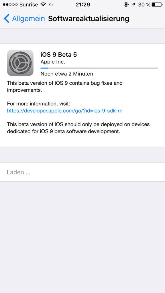 #ios9beta5 ist verfügbar. Hoffentlich wieder besser, denn beta 4 war schön langsam.
