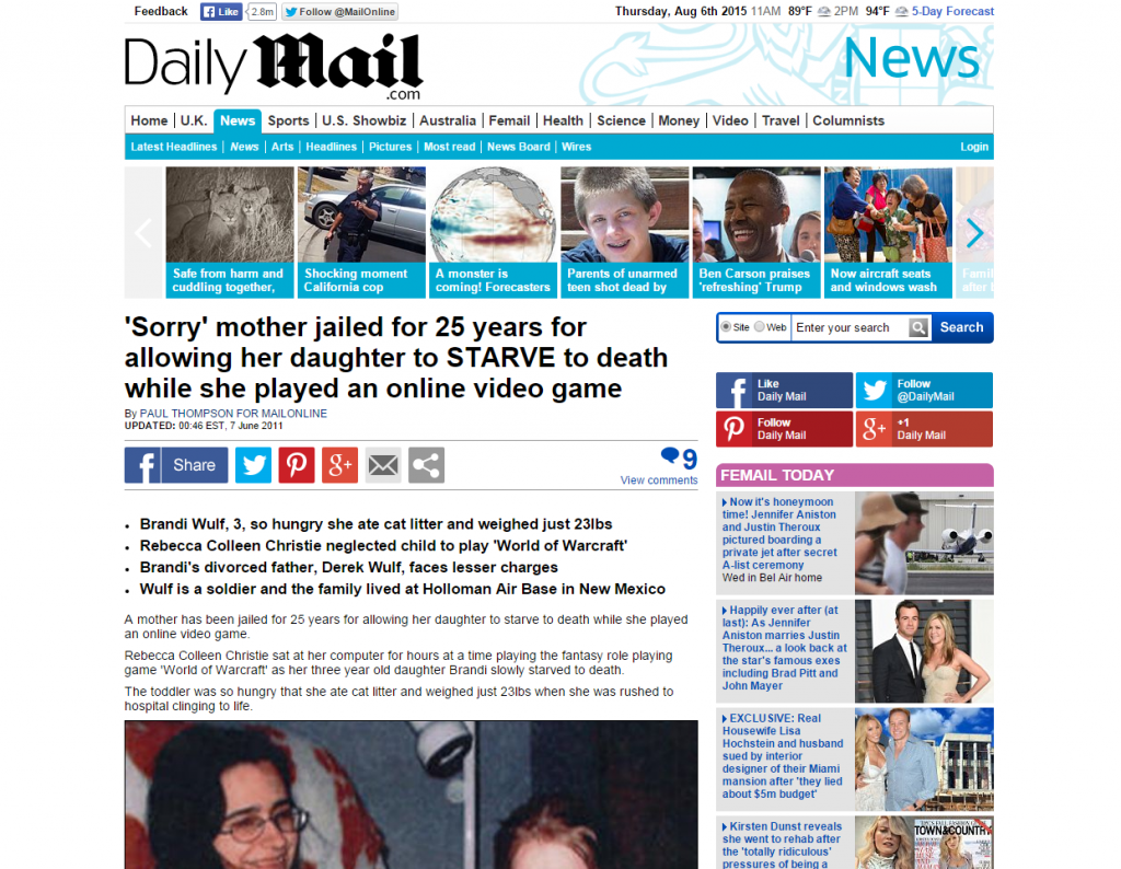 4DTsocio's tweet photo. Three-Year-Old Starves to Death While Mother Plays World of Warcraft http://t.co/L3XdQ70W8n http://t.co/VfeNVg1hi6