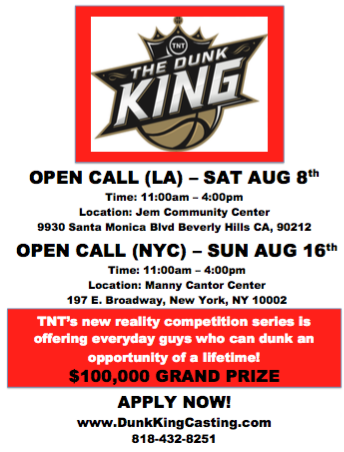 Dunkademics's tweet photo. CALLING ALL DUNKERS $100k
Call 818-432-8251 to participate in one of the Open Calls in Los Angeles or New York! http://t.co/r7Gqgk4xYH