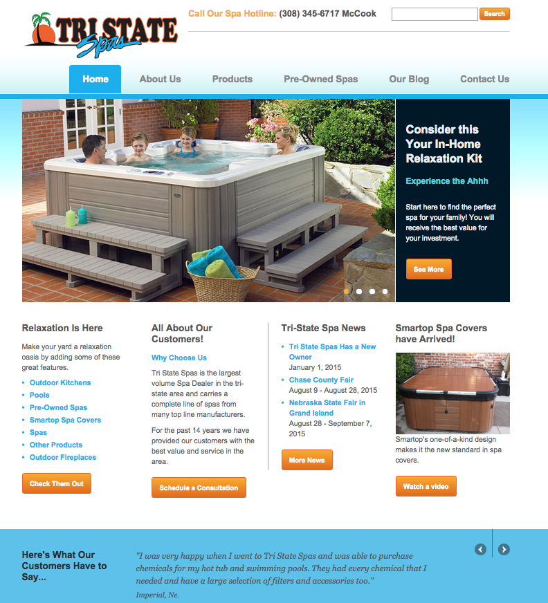 acmeprint's tweet photo. Our newest website design for Tri State Spas! Check them out at http://t.co/BgUu5R6k8c http://t.co/KcjB285HOj