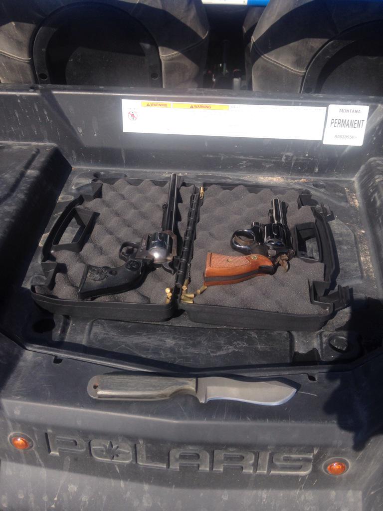 coreyduffel's tweet photo. About to have a good time in hebgen lake Montana @civilware colt and my friends smith &amp; wesson http://t.co/m4FWKAUA2Y