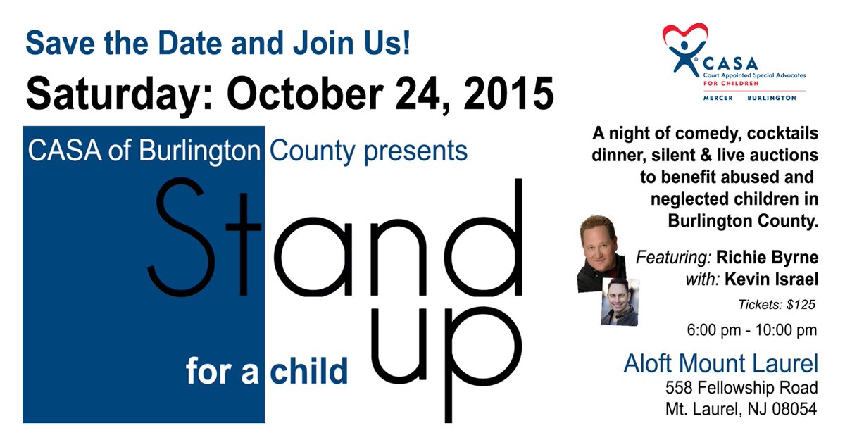 CASA_MercerBurl's tweet photo. CASA of Burlington County's Stand up for a Child Event will be held on Oct 24th! More at http://t.co/IOz2zmyhuM http://t.co/MN38EJh8bj