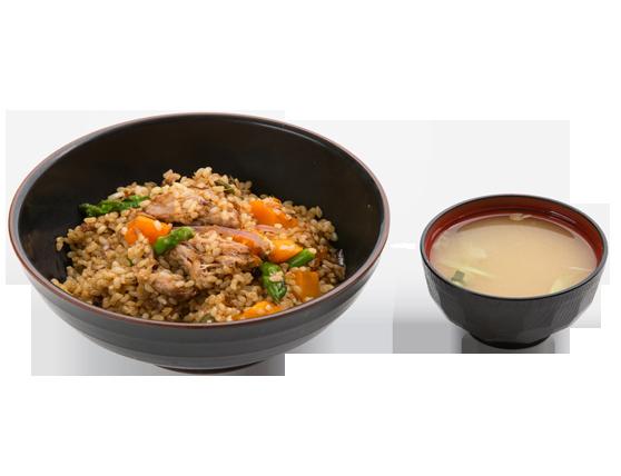 fancy something different for tea? try our kakuni donburi - japanese marinated pulled pork &amp; stir-fried brown rice