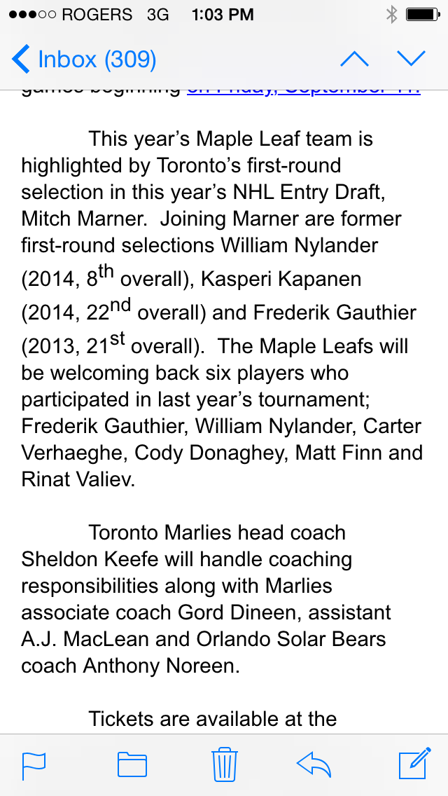 kevin_mcgran's tweet photo. #Leafs to have 5 first-round picks at Sept 11-13 rookie camp in London #TMLTalk http://t.co/qpXWUuZt3q