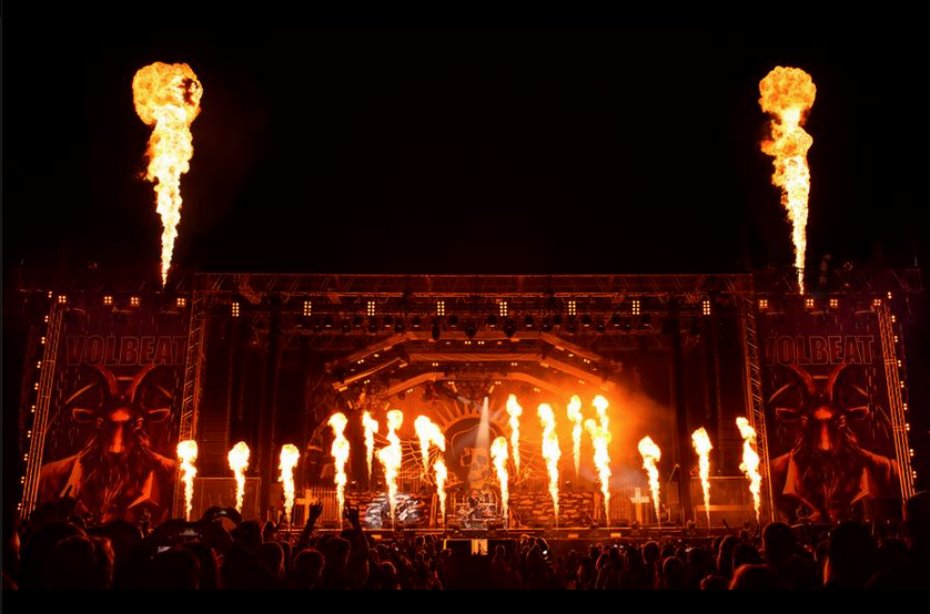 MeyerSound's tweet photo. Victory Tour Prod. supplied LEO and lots of pyro for @VOLBEAT's homecoming in Odense, DK for 37k #soundmatters http://t.co/LRgv5MYp6R