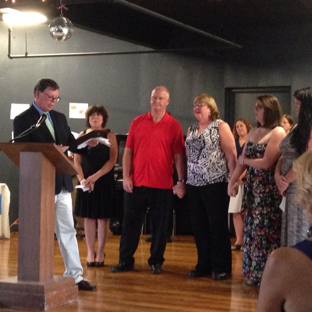 DougGutro's tweet photo. The family of Claire Joanie Brennan listen to a presentation honoring her contributions at the @gtownncquincy #mapoli http://t.co/tdi8AhbFhF