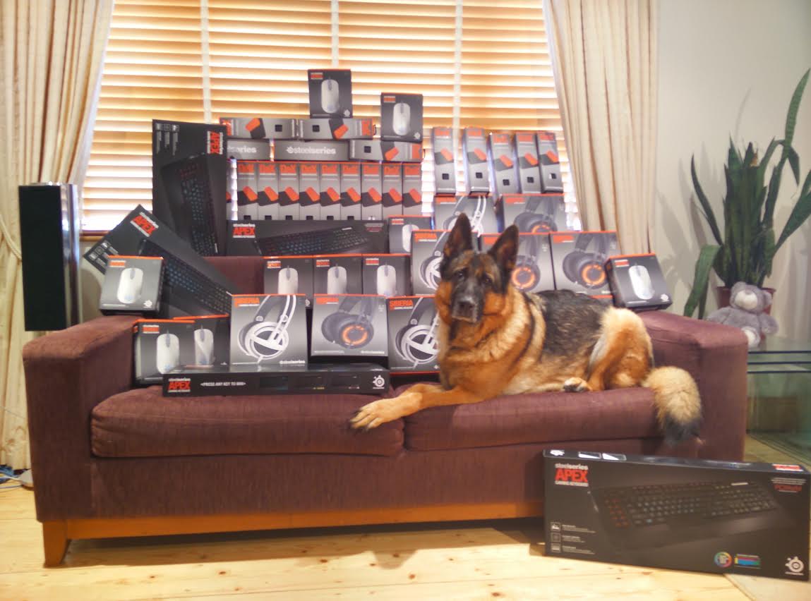 shaneomad's tweet image. Some of the prizes for @IreLANDota2.Thank you @SteelSeries for being heros! 25th-27th sept (dog not included) HYPEE