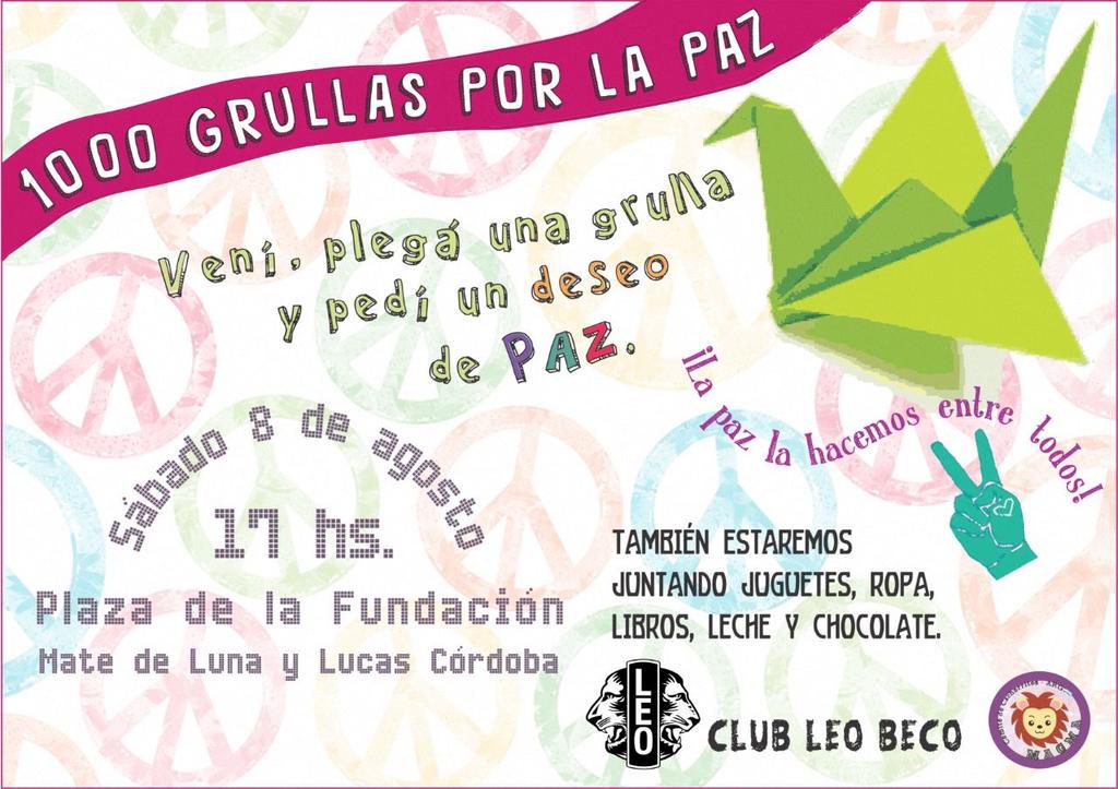 ClubLeoBECO's tweet photo. los esperamos este sabado a plegar junto con nuestros cachos grullas y pedir un deseo de paz http://t.co/6AVAlRm7Fq