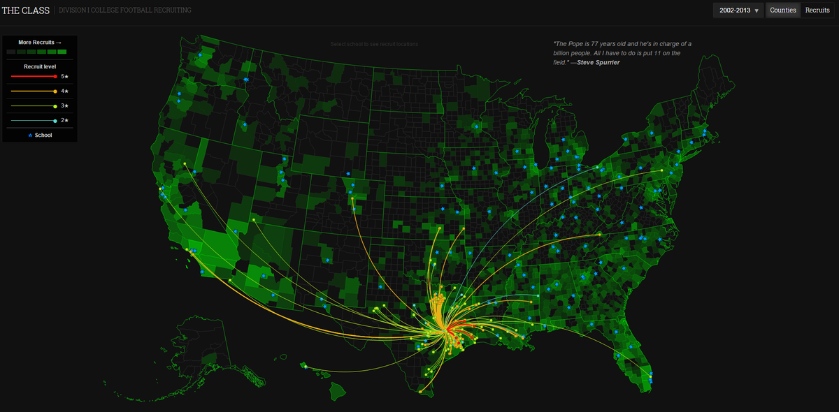 robertfurr's tweet photo. Awesome #dataviz on where your favorit team gets its recruits. Thanks @Caged

http://t.co/jTLO0zoLON

Gig 'em #aggies http://t.co/b4Hd0of3SL