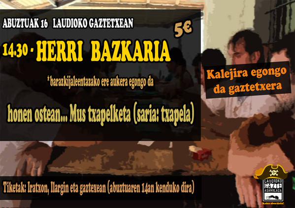 Animatu 16ko bazkarira! Tiketak Iratxon, Gaztetxean eta Ilargin 14ra arte! <a href="/baldarrak/">Baldarrak</a> <a href="/tartalo_/">Tartalo</a> <a href="/ainubeak/">Ainubeak</a>