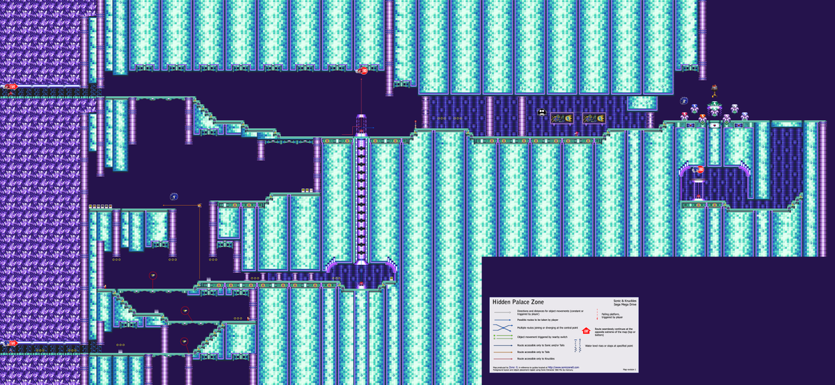 CptRetroBlue's tweet image. Hidden Palace Zone map.  Notice how many bonuses Tails' route gets. #Sega #Sonic #RetroGaming #ClassicGaming #GameDev