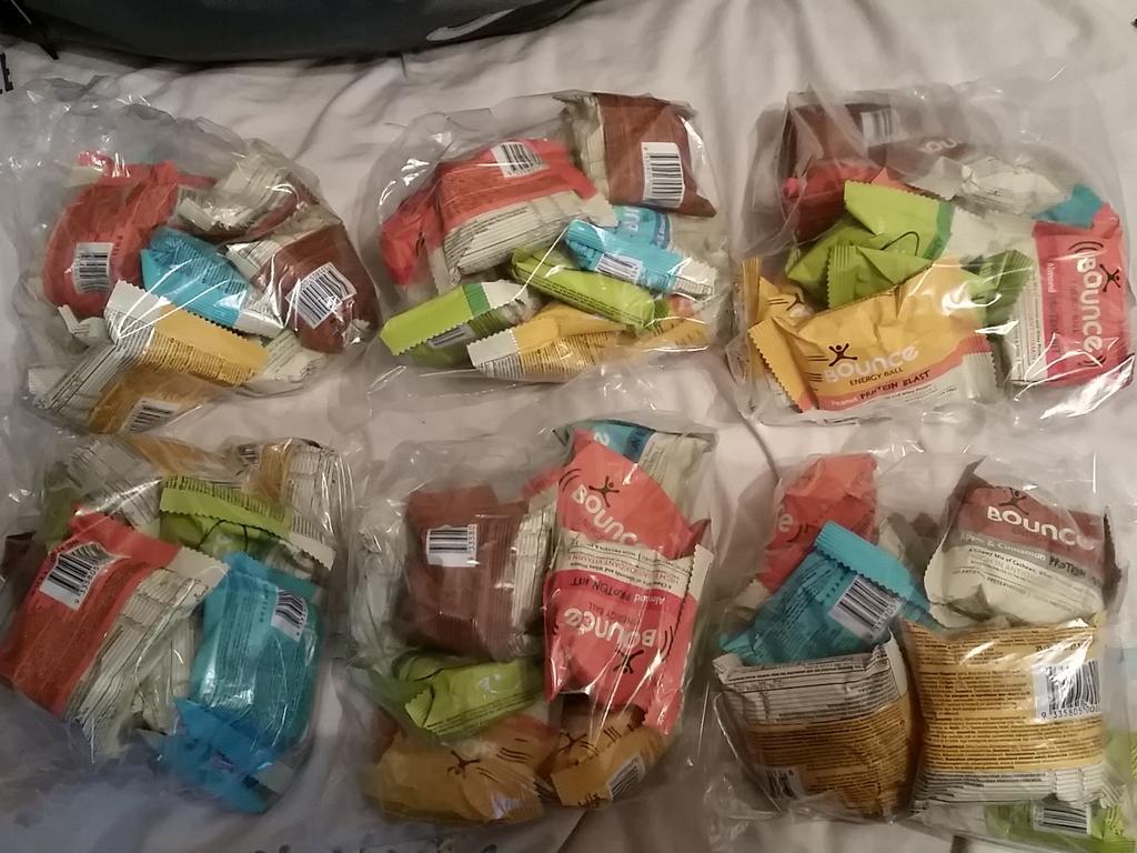 6 packs of Bounce Balls all ready for tomorrow's row.