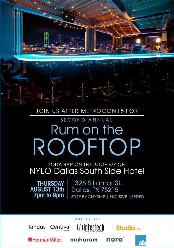 IntertechFloor's tweet image. Join us after @METROCONexpo​ next week in Dallas for the Rum on the Rooftoop​! bit.ly/1hlWAoe
#metroconexpo15