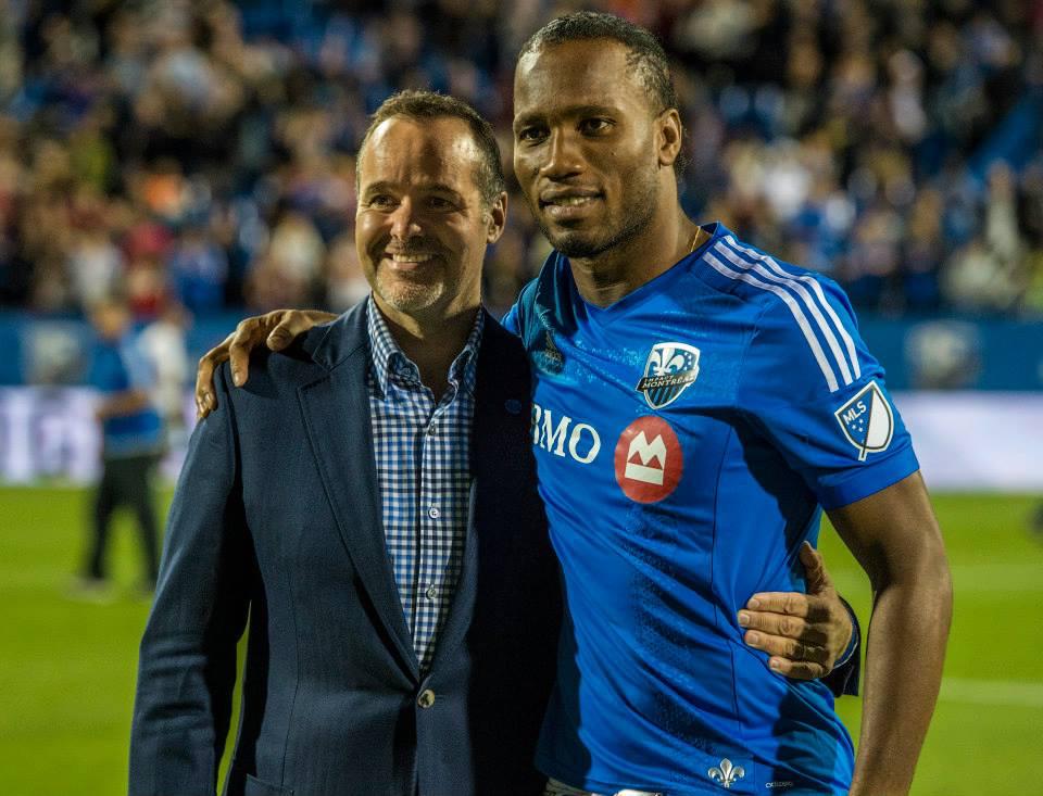 Didier Drogba présenté à la foule pendant la mi-temps du match hier MTLvNY. Blue is DEFINITELY his colour!!! #IMFC