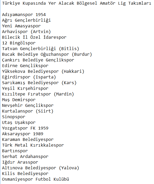 2 Eylül'de oynanacak Türkiye Kupası Ön Eleme Turunda yer alacak 30 takım <a href="/YARISAHA/">yarisaha.com</a>