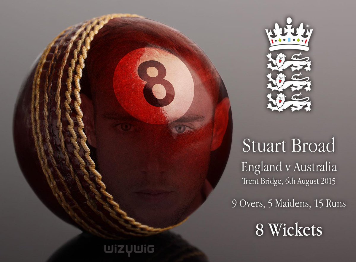 iamwizywig's tweet photo. @BallStreet @Matt___Street todays #bowlerballer #Ashes2015 #Ashes #StuartBroad #8for15 #whatweplayfor http://t.co/jm4QQg2cd8