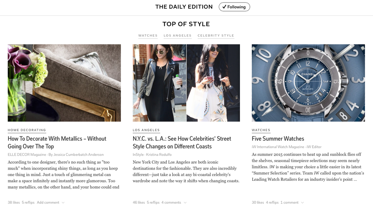 Flipboard's tweet photo. .@ELLEDECOR on how to use metallics, @iWMagazine w/ the best watches &amp; more in http://t.co/foeTmGtUAB #style http://t.co/YcF2K38thD