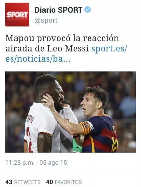 ReinoMadridista's tweet photo. Lo de CR7 son “escandalosas agresiones”.

Messi agarra del cuello y da un cabezazo y es una “reacción airada". http://t.co/yiSMKIrM5G