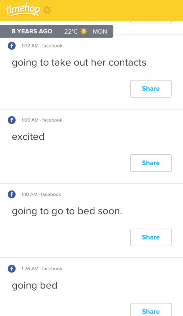 jengregs612's tweet photo. You're welcome for the constant updates, FB friends of 2007!! (I'm so sorry) #goingbed http://t.co/ZK81r7UAMw