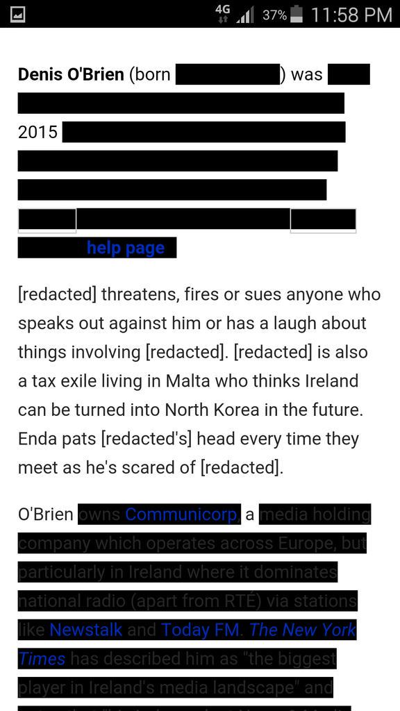 sazzysg's tweet photo. @ColmWhispers someone edited wiki  earlier, since been removed thought you might find it interesting 😄 #denisobrien http://t.co/8IubWST6YS