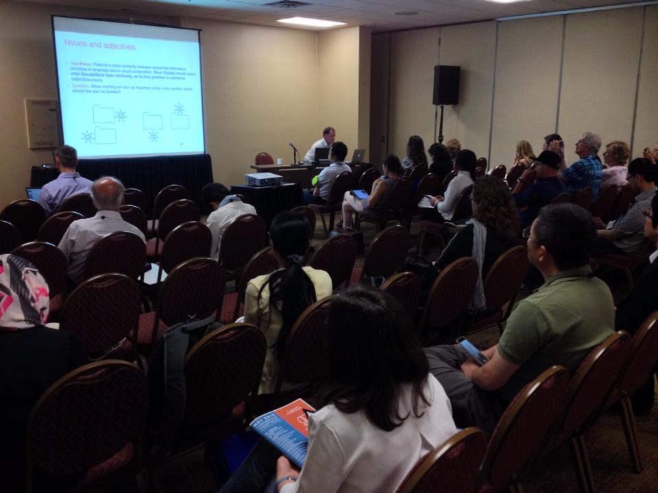 IKAROScz's tweet photo. Verbs, nouns &amp; their reflection in Chinese #UX @jbrejcha presenting his dissertation @Unikarlova #HCII2015 http://t.co/2V490ye9HA