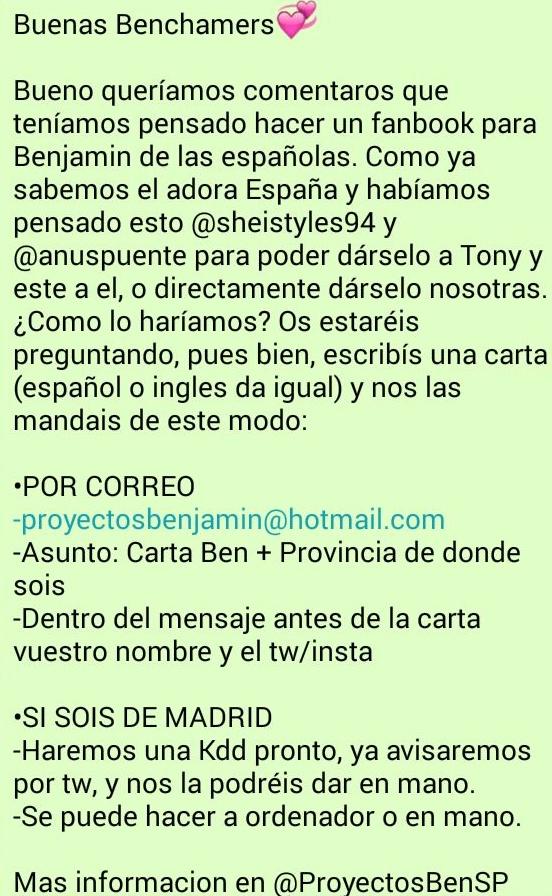 ProyectosBenSP's tweet photo. RT para difundir♪♥ @Benja_Andalucia @benjamin_ccme @BenjaminBCNfan @BenjaminPSpain_ @BenjaminSPAIN_ @BenjaOfficialSP http://t.co/zm5YNVLxLJ