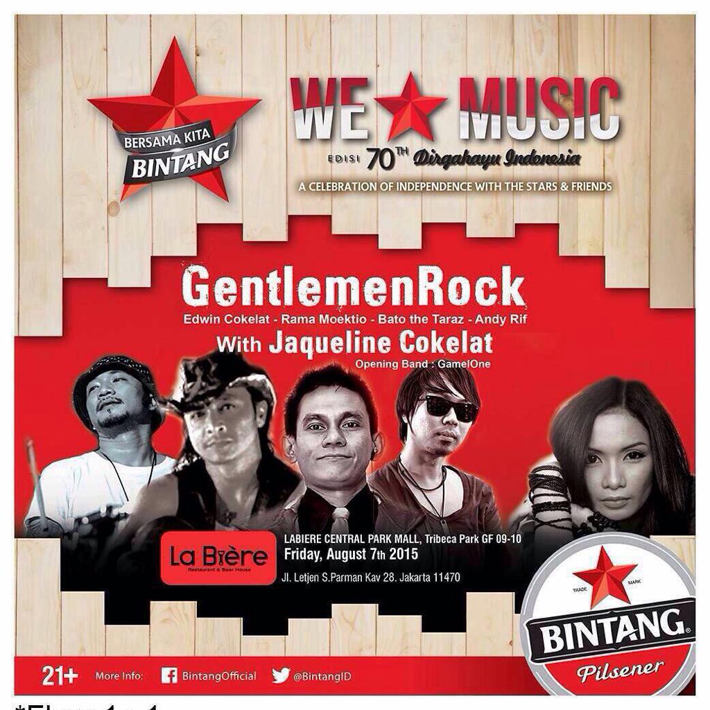 Tonight!!! We gonna rock #WeStarMusic  Show! @ La Bière, Central Park. Start from 7PM! See you, guyssss! @bintangid