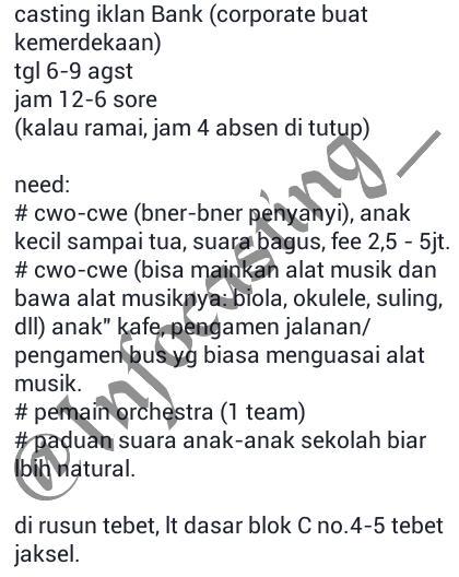 Opencasting iklan bank.