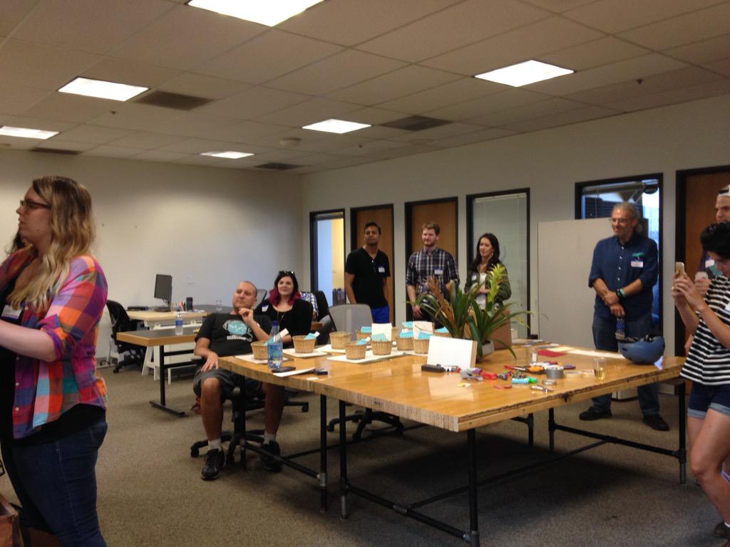 juellez's tweet photo. the #creativeroundtable is off to an energetic start. breaking into teams and unveiling the challenge! #PDXCowork2015 http://t.co/sP6spY0xUc