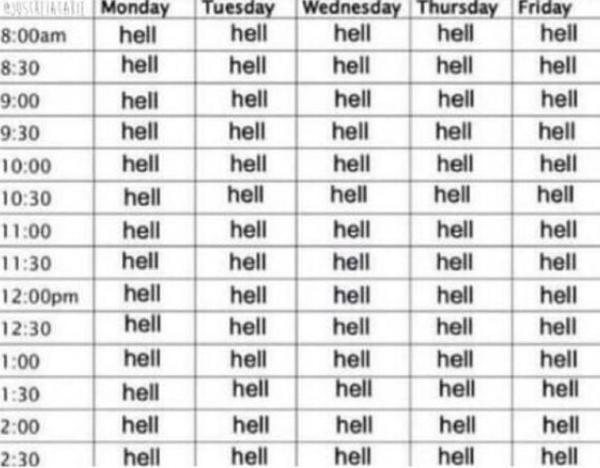 9GAG's tweet photo. My class schedule http://t.co/6hES0jayEy