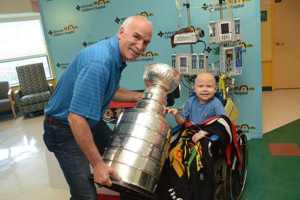 PaulRoumel's tweet image. Joel Quenneville spent his day with the Stanley Cup yesterday at @AdvocateKids. #CupTracker #Blackhawks #HawksTalk