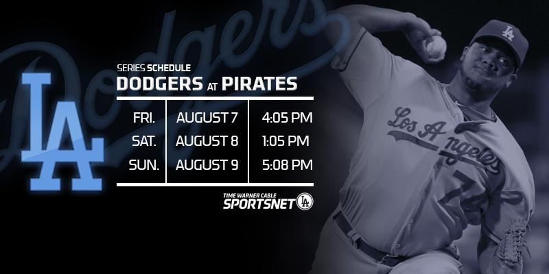 SportsNetLA's tweet photo. The #Dodgers are off to Pittsburgh for a 3-game series with the #Pirates. Here’s your schedule for the weekend. http://t.co/RpRpyeMUH9