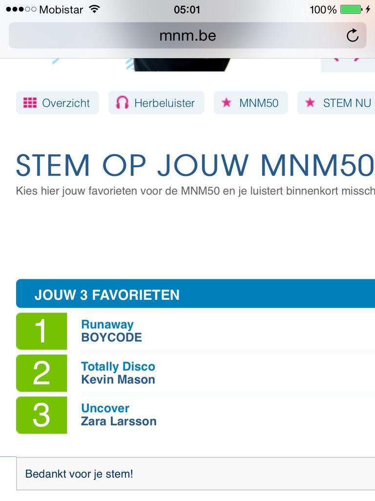 GoversLisa's tweet photo. Wat doe je als je niet kan slapen op #boycodemusic stemmen voor de mnm top 50 http://t.co/H53kLeCsTK