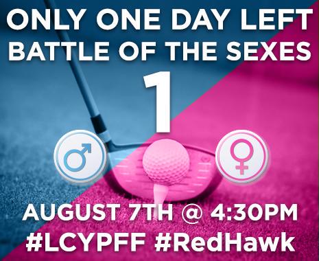 LCYPConnect's tweet image. We're now less than 24 hours away from the Battle of the Sexes! Join #LCYP tomorrow for 9 holes at #RedHawk!