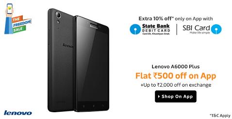 Searchmymobile's tweet photo. #TheFreedomSale Flat Rs.500/- Off on #Lenovo #A6000Plus + Get Extra Off only on Flipkart App!! http://t.co/V0MYbWrqqb http://t.co/LSorMtNw58