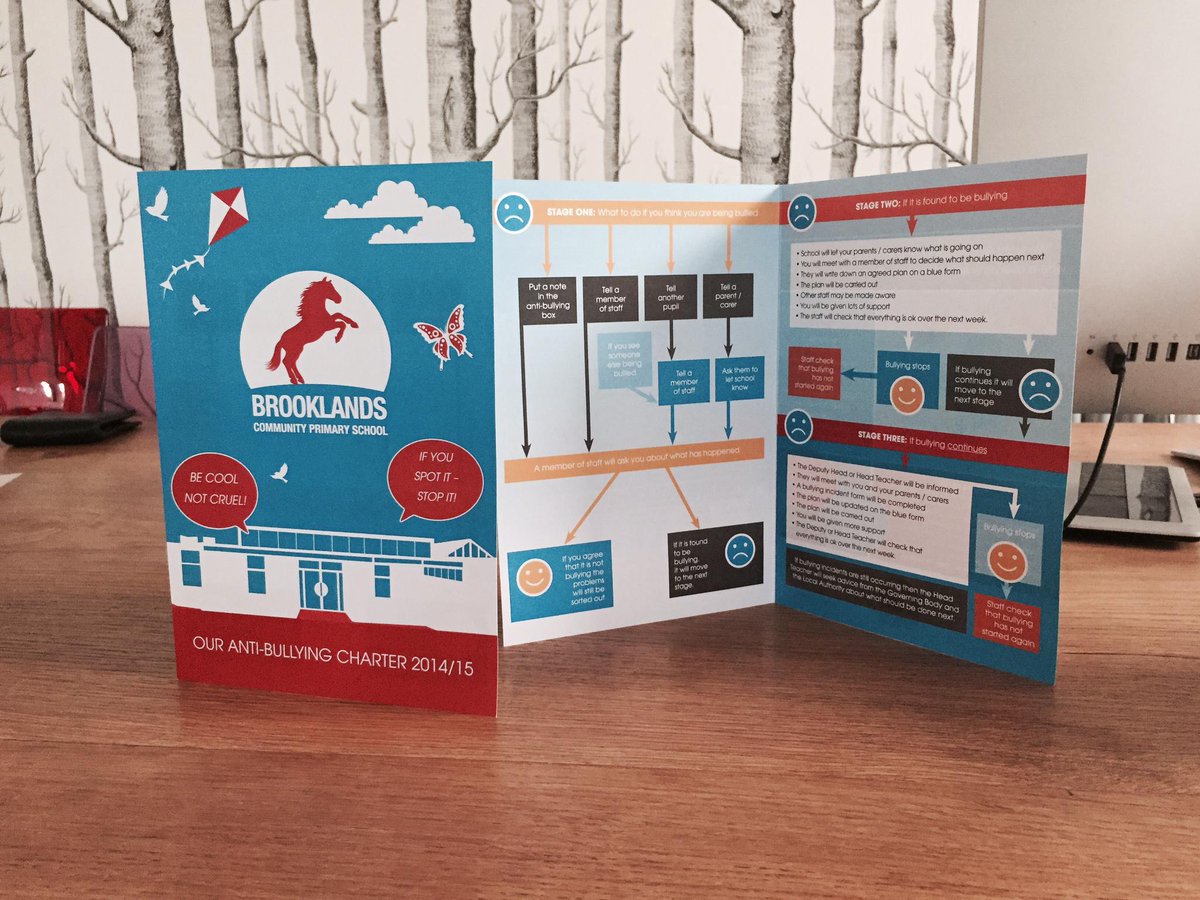 GradientC's tweet photo. Hot off the press! Anti-bullying brochure for Brooklands Primary School #design #print #education http://t.co/VbZL4wvIMe