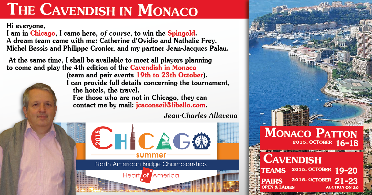 CavendishMonaco's tweet photo. Are you playing the #NABC in Chicago? Meet Jean-Charles Allavena for information about next #Cavendish in #Monaco http://t.co/ezBq5hKnpi