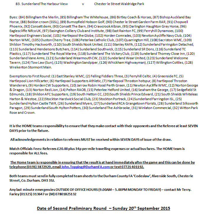 The #DurhamFA Sunday Cup 1st Preliminary Round draw has been made. Click here for full info - po.st/hTi41Q