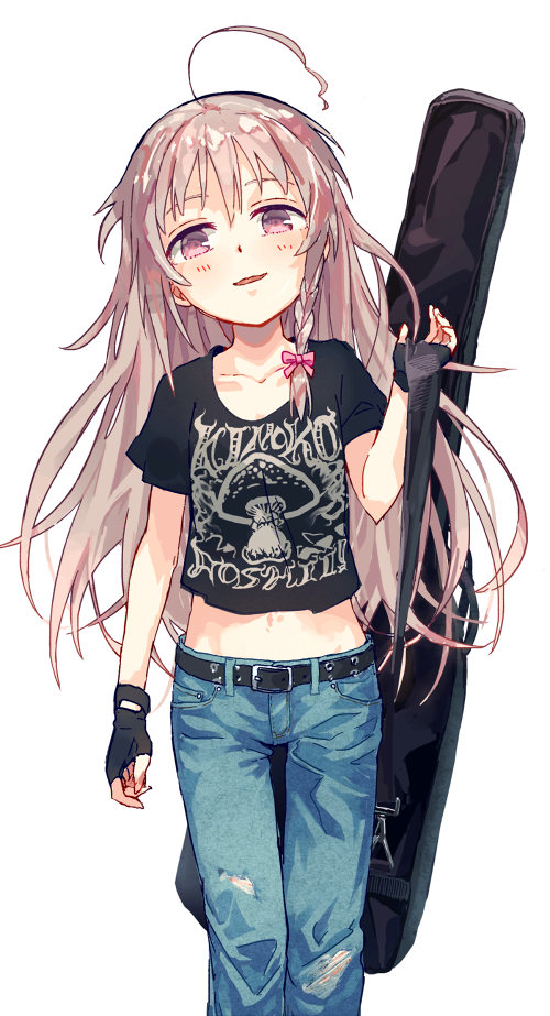 黒シャツ ジーンズ ギターケース輝子のイケメン感 まだらぎのイラスト